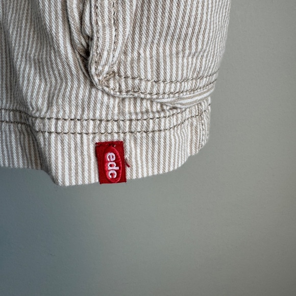 EDC by Esprit Women's 6 Striped Cargo Mini Skirt Cream/Beige Pockets Festival - Picture 2 of 12